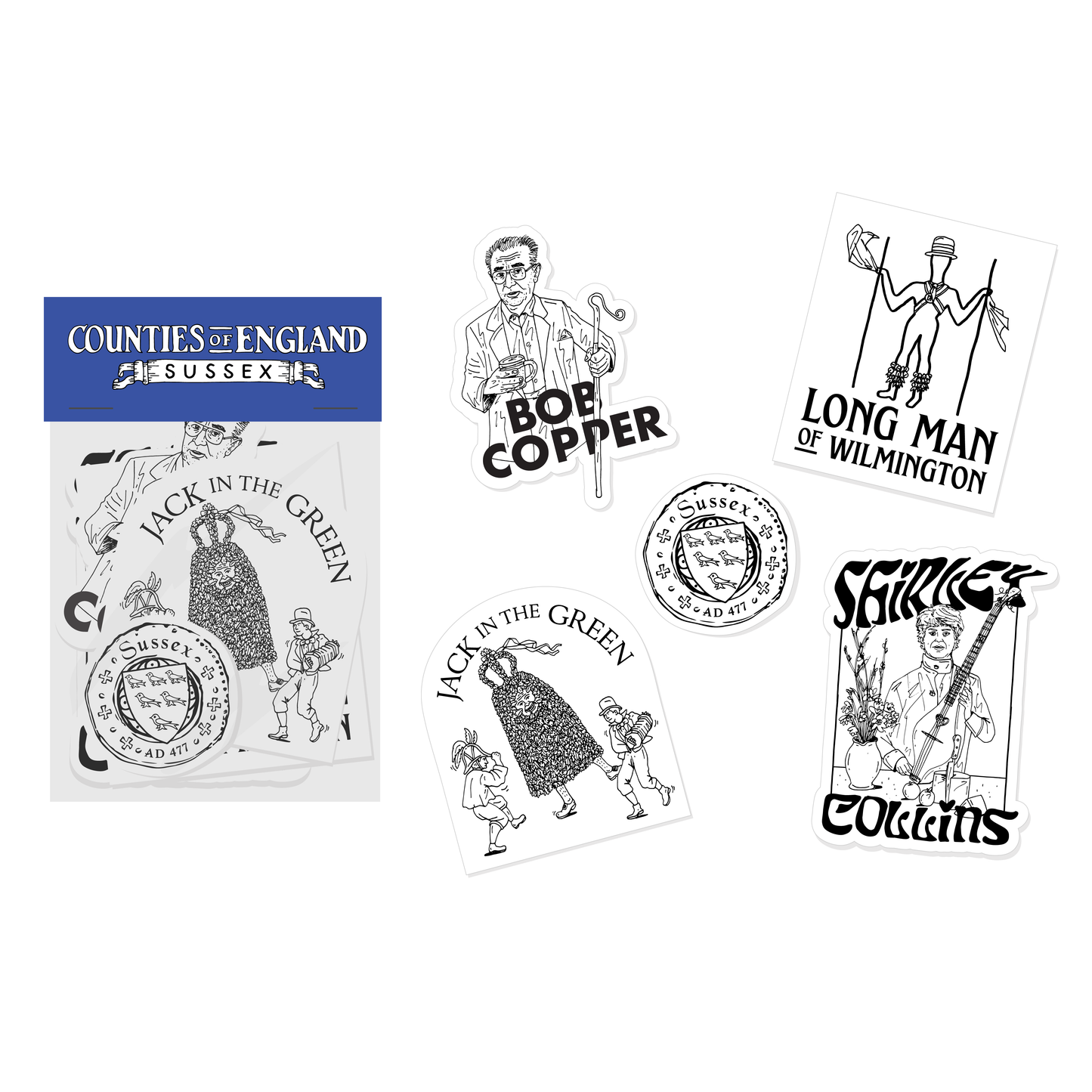 Counties of England SUSSEX Sticker Pack [WHOLESALE]